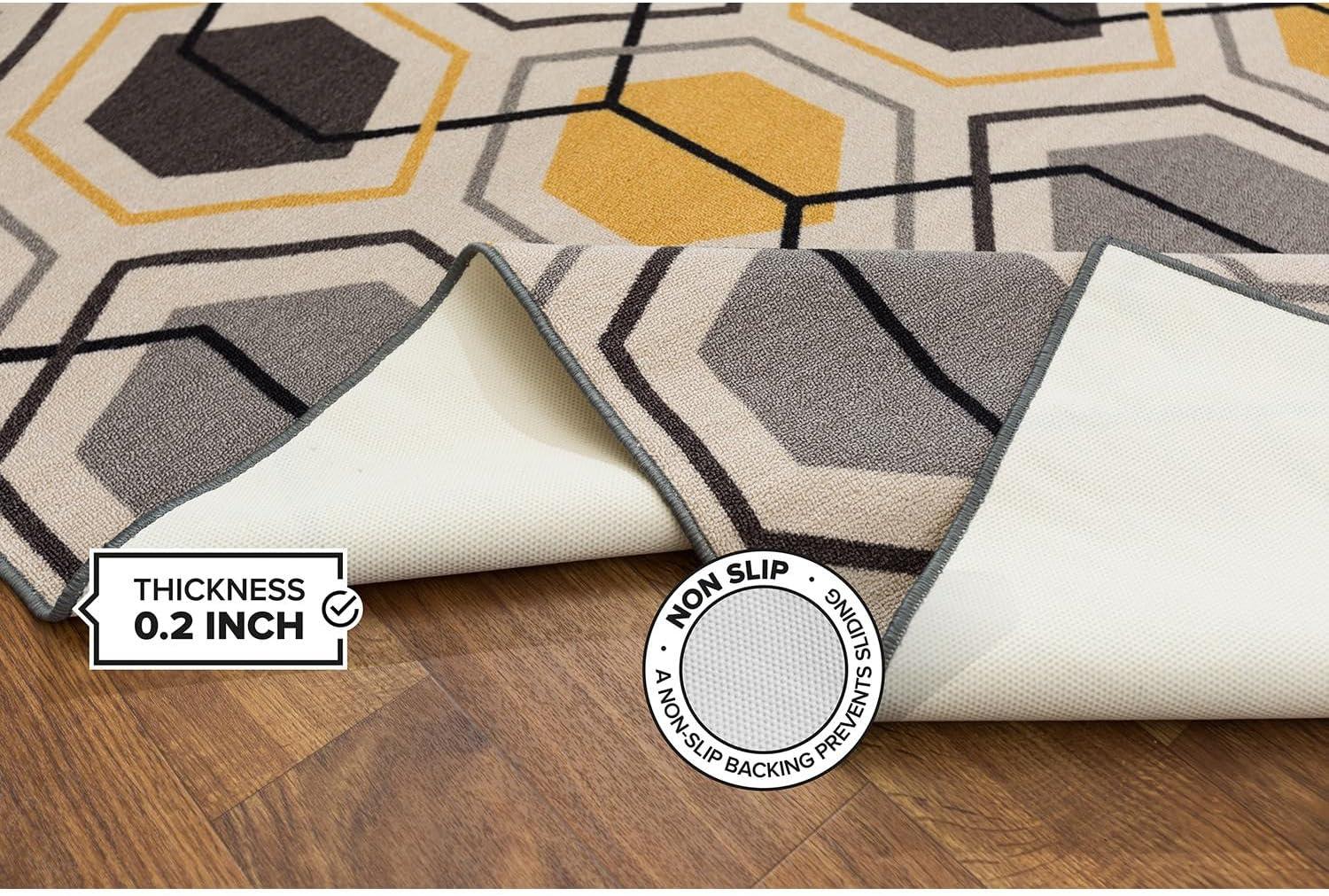 imageRugshop Contemporary Geometric Stripe Carpet for Living RoomBedroomHome OfficeKitchen NonSlip NonSkid Area Rug 5 X 7 5 3quot X 7 3quot YellowYellow