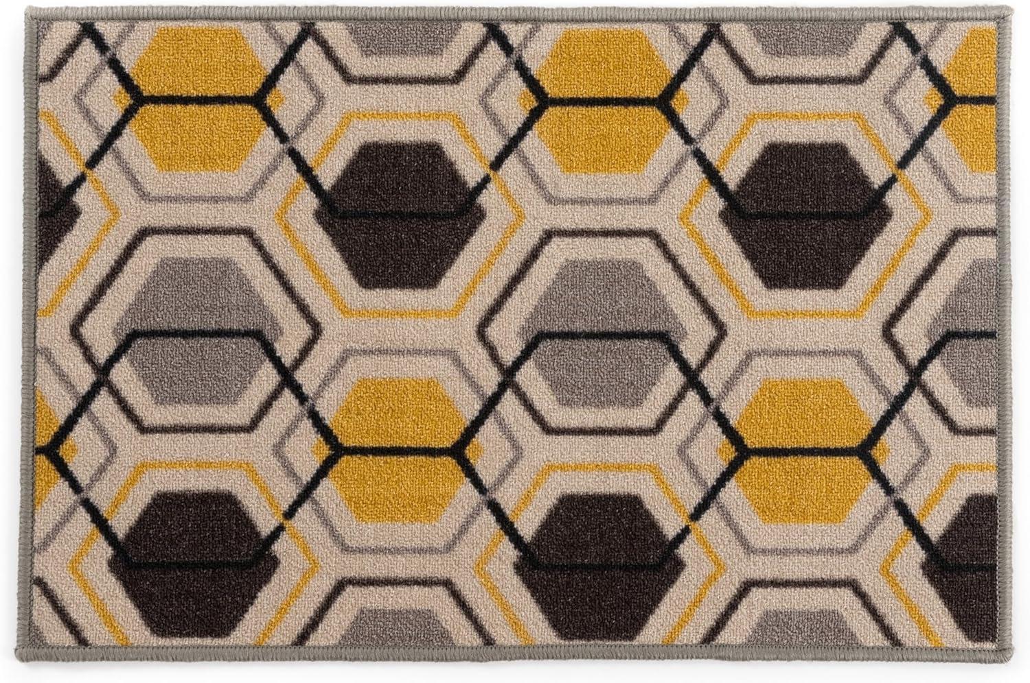 imageRugshop Contemporary Geometric Stripe Carpet for Living RoomBedroomHome OfficeKitchen NonSlip NonSkid Area Rug 5 X 7 5 3quot X 7 3quot YellowYellow