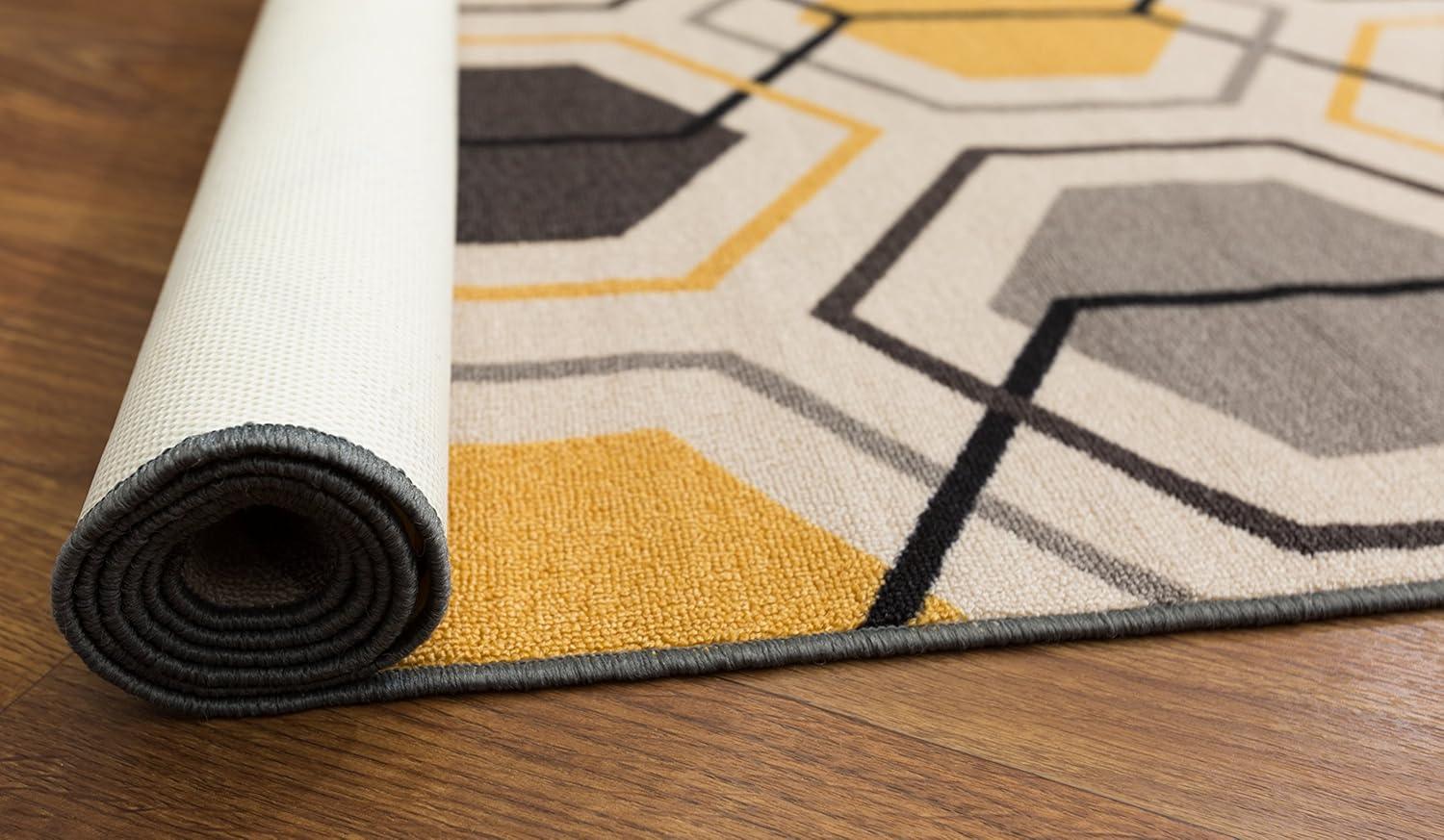 imageRugshop Contemporary Geometric Stripe Carpet for Living RoomBedroomHome OfficeKitchen NonSlip NonSkid Area Rug 5 X 7 5 3quot X 7 3quot YellowYellow