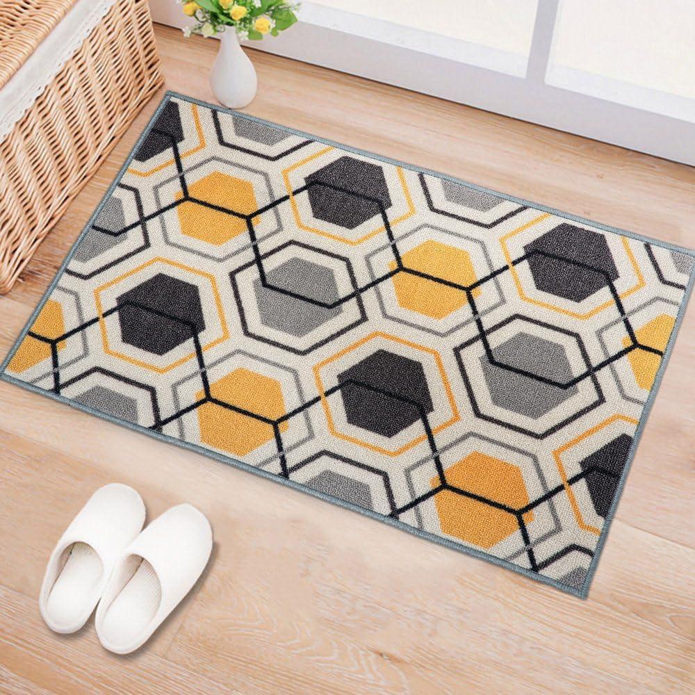 imageRugshop Contemporary Geometric Stripe Carpet for Living RoomBedroomHome OfficeKitchen NonSlip NonSkid Area Rug 5 X 7 5 3quot X 7 3quot YellowYellow