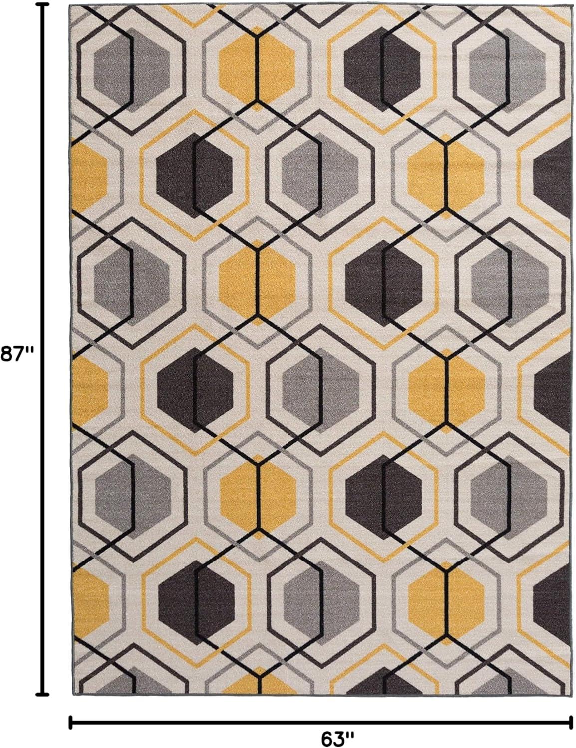 imageRugshop Contemporary Geometric Stripe Carpet for Living RoomBedroomHome OfficeKitchen NonSlip NonSkid Area Rug 5 X 7 5 3quot X 7 3quot YellowYellow