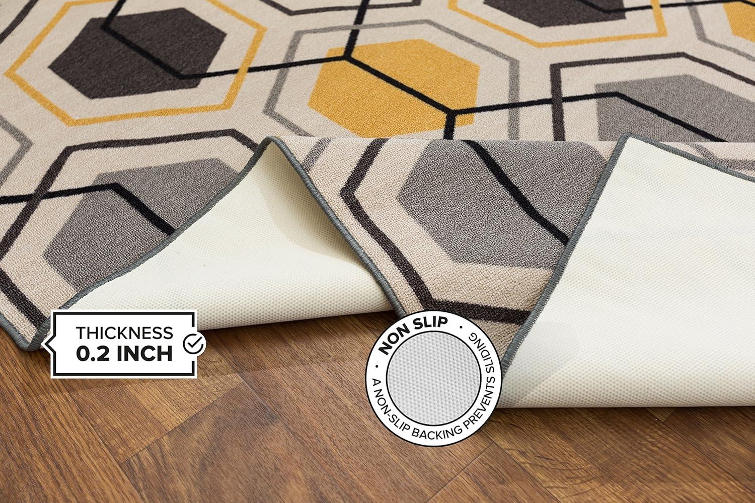 imageRugshop Contemporary Geometric Stripe Carpet for Living RoomBedroomHome OfficeKitchen NonSlip NonSkid Area Rug 5 X 7 5 3quot X 7 3quot YellowYellow