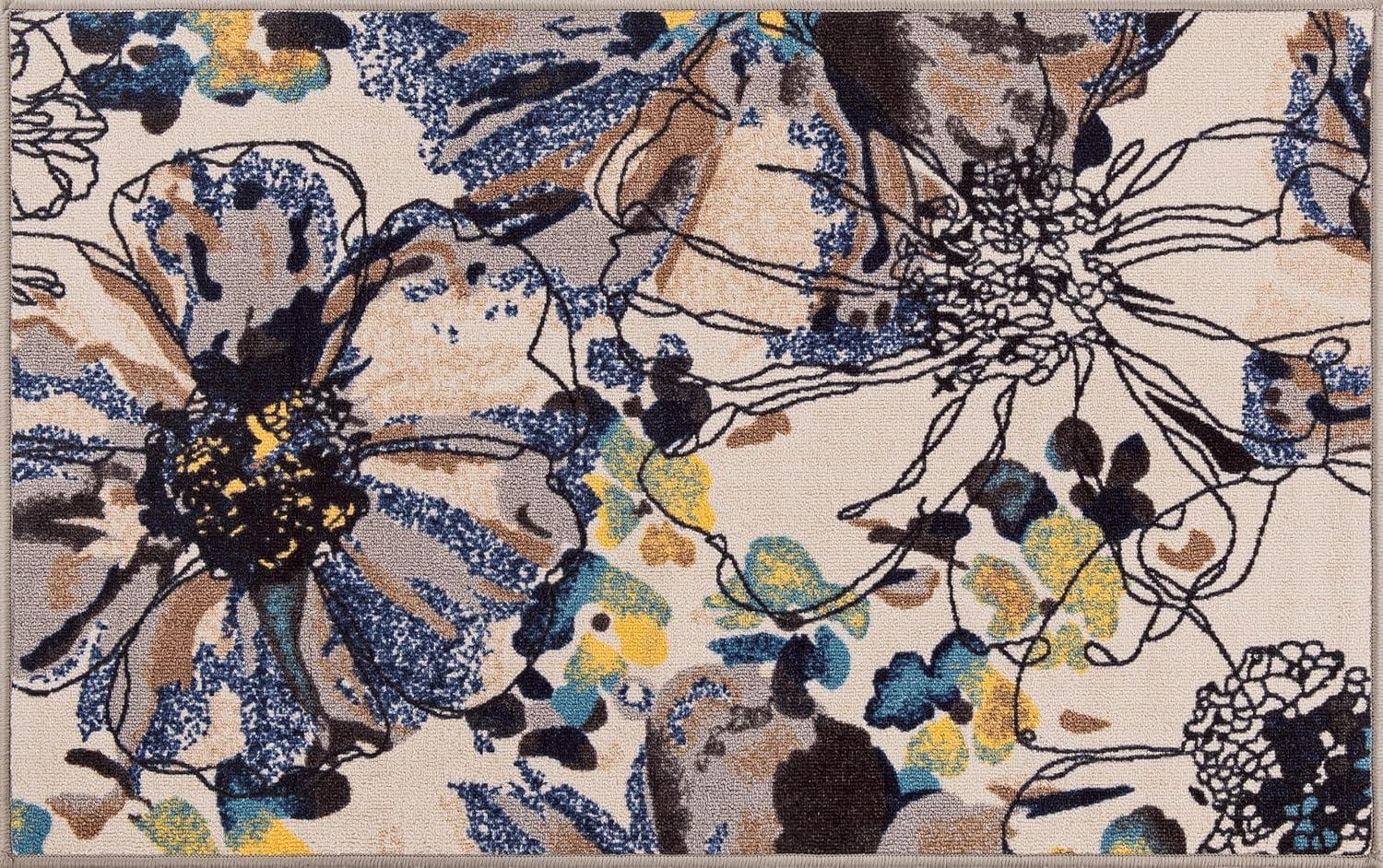 imageRugshop Contemporary GrayBlue Large Floral NonSlip Area Rug 5 x 7 Stylish AccentCream