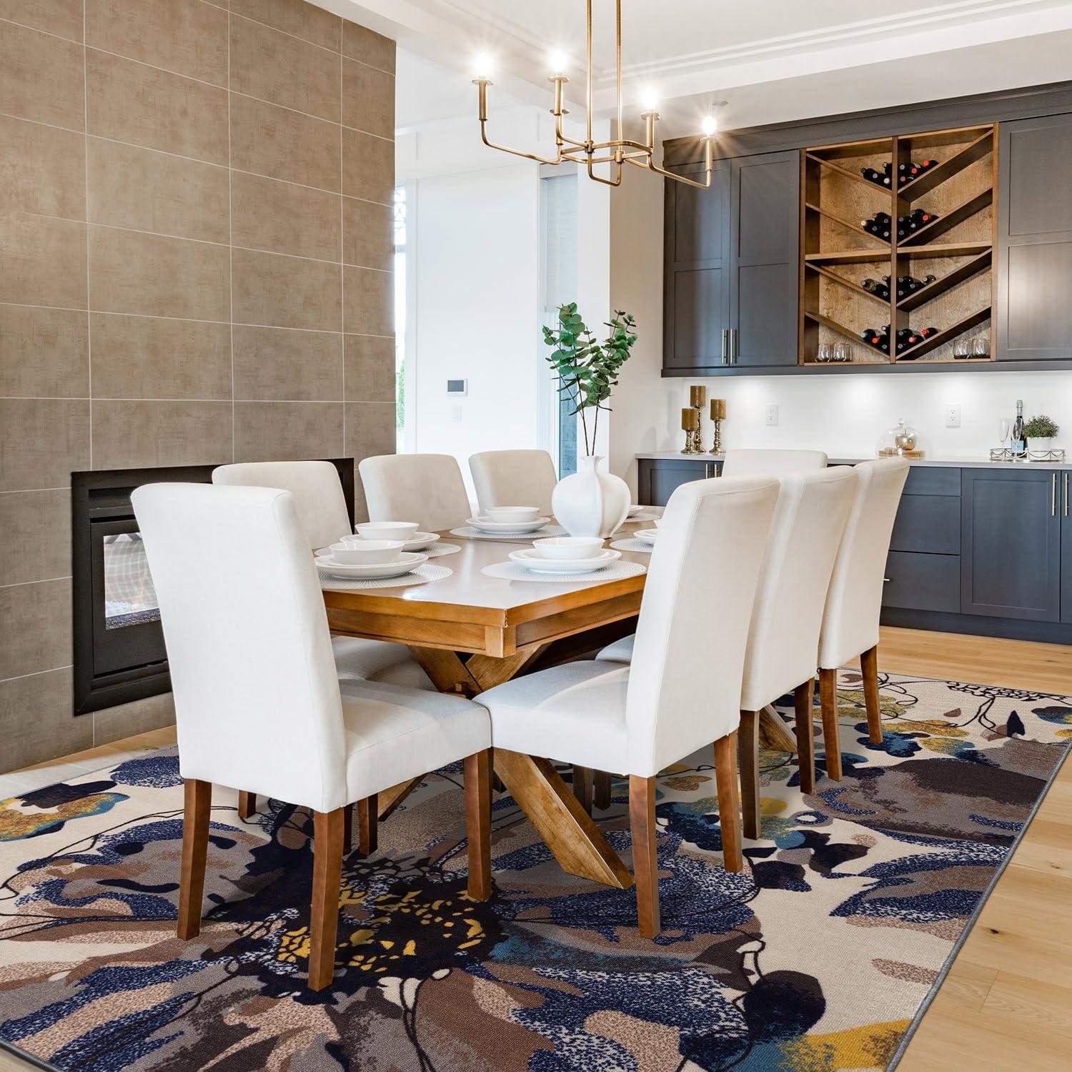 imageRugshop Contemporary GrayBlue Large Floral NonSlip Area Rug 5 x 7 Stylish AccentCream