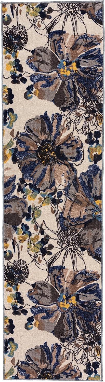 imageRugshop Contemporary GrayBlue Large Floral NonSlip Area Rug 5 x 7 Stylish AccentCream