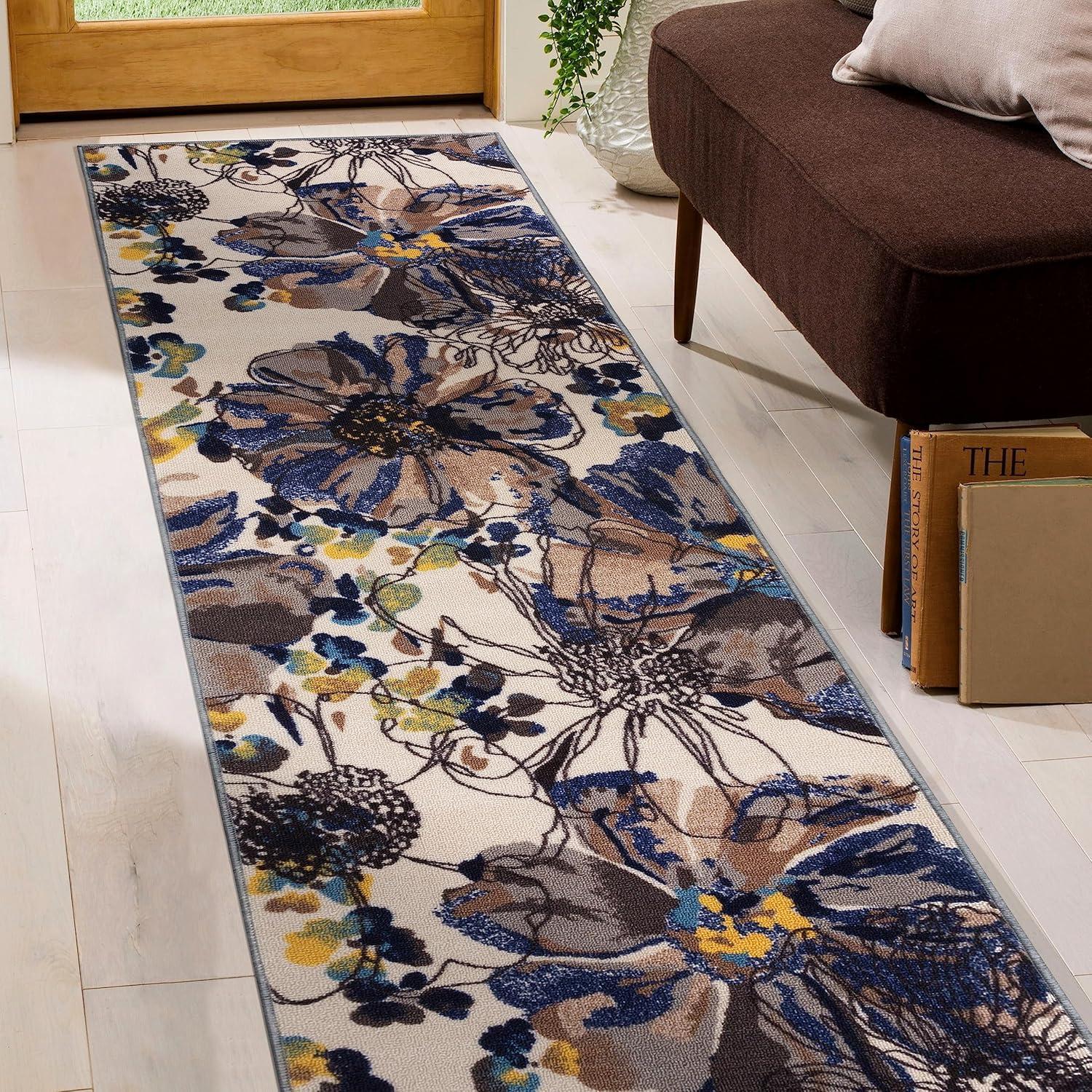 imageRugshop Contemporary GrayBlue Large Floral NonSlip Area Rug 5 x 7 Stylish AccentCream