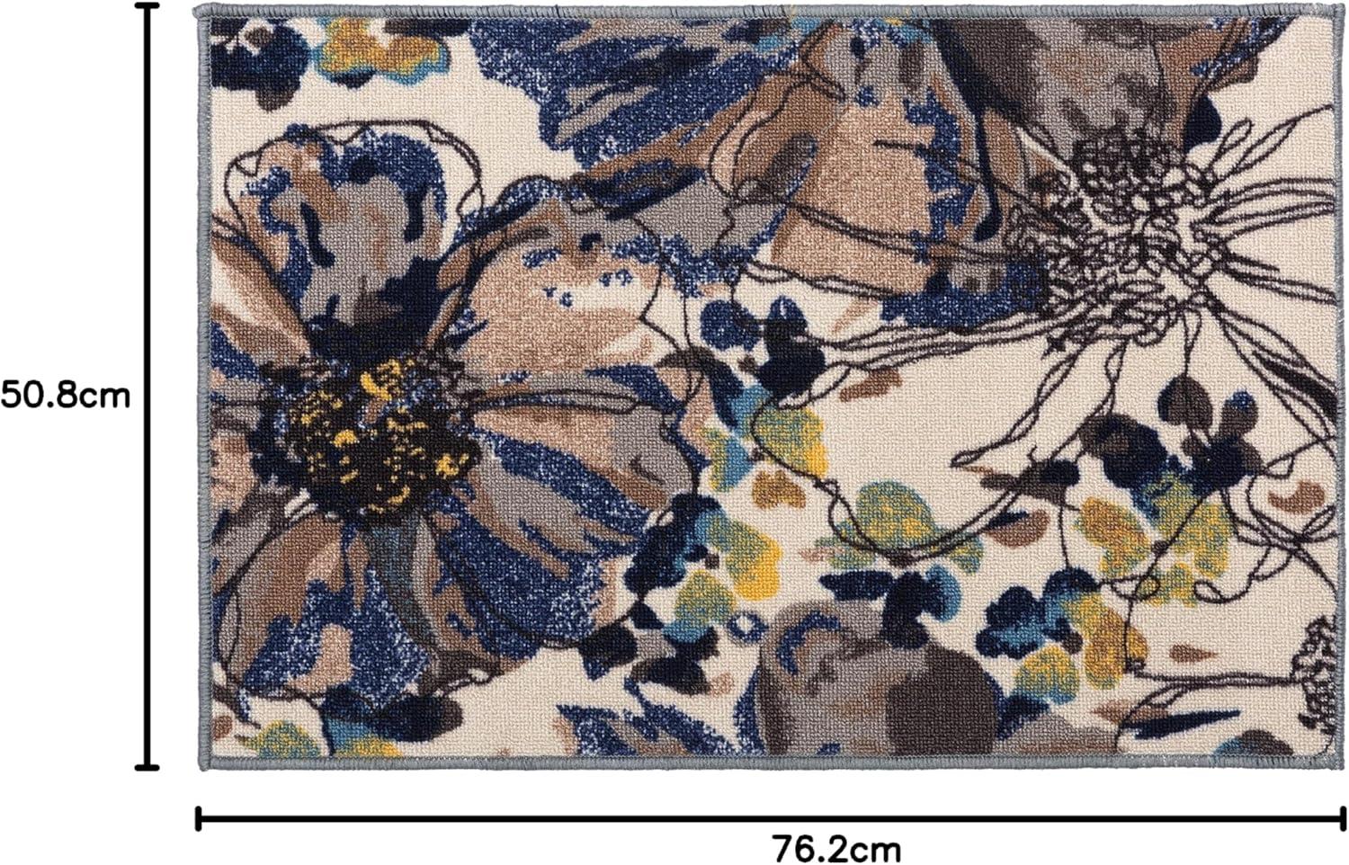 imageRugshop Contemporary GrayBlue Large Floral NonSlip Area Rug 5 x 7 Stylish AccentCream