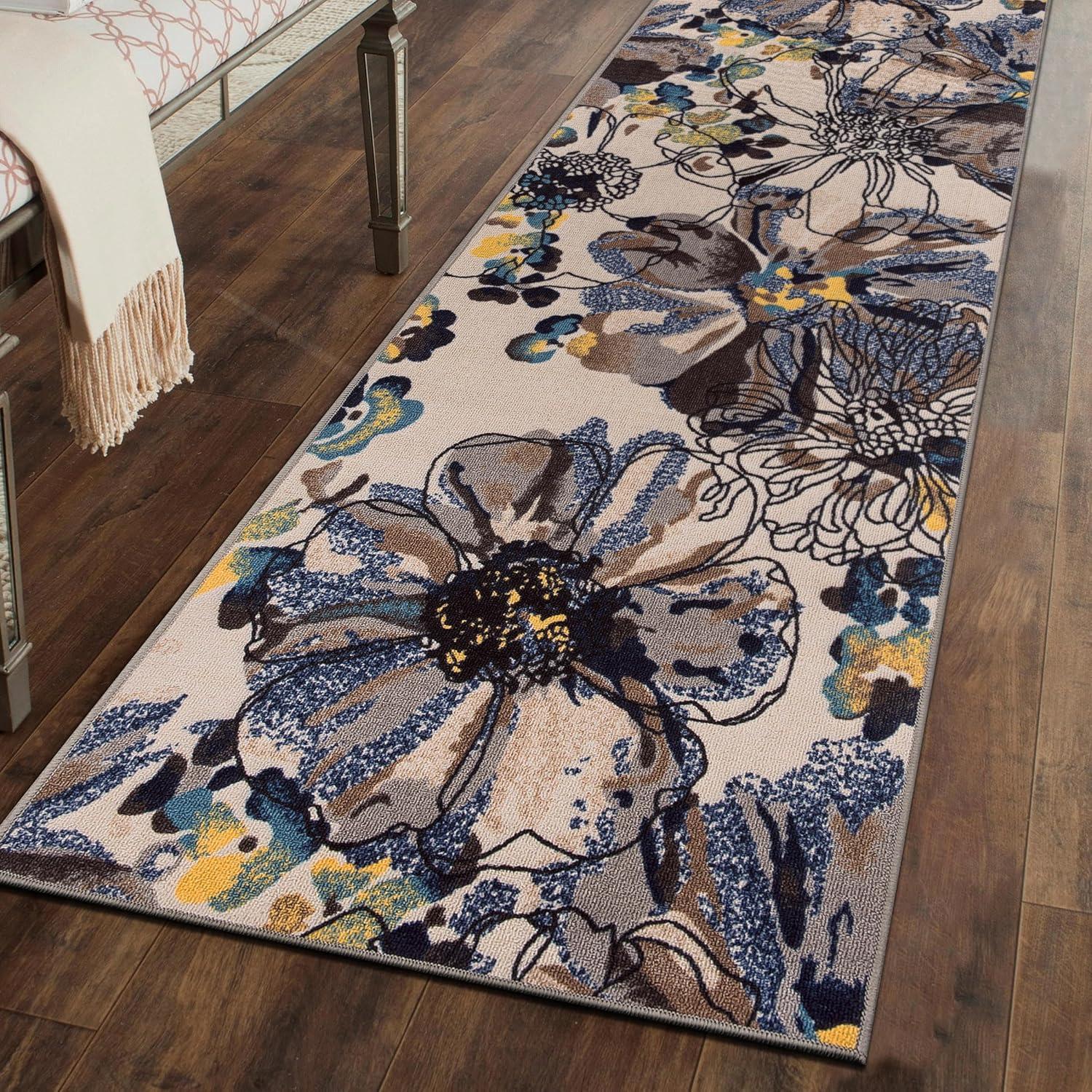 imageRugshop Contemporary GrayBlue Large Floral NonSlip Area Rug 5 x 7 Stylish AccentCream