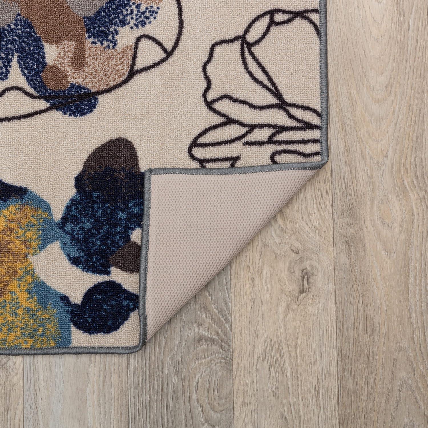 imageRugshop Contemporary GrayBlue Large Floral NonSlip Area Rug 5 x 7 Stylish AccentCream