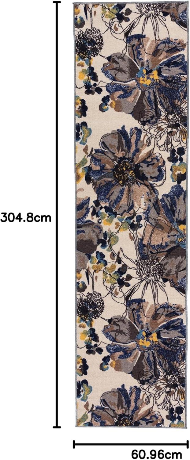 imageRugshop Contemporary GrayBlue Large Floral NonSlip Area Rug 5 x 7 Stylish AccentCream