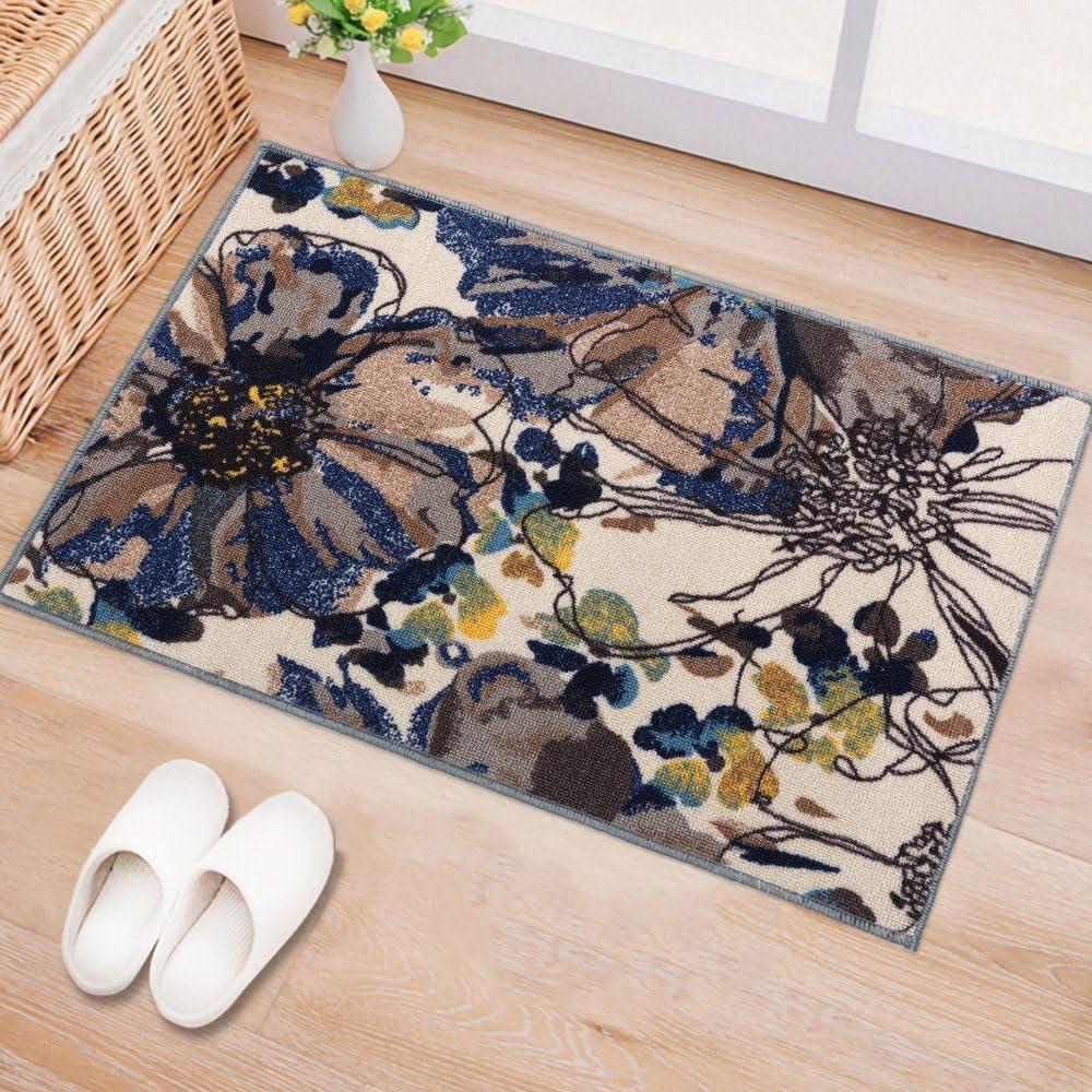 imageRugshop Contemporary GrayBlue Large Floral NonSlip Area Rug 5 x 7 Stylish AccentCream
