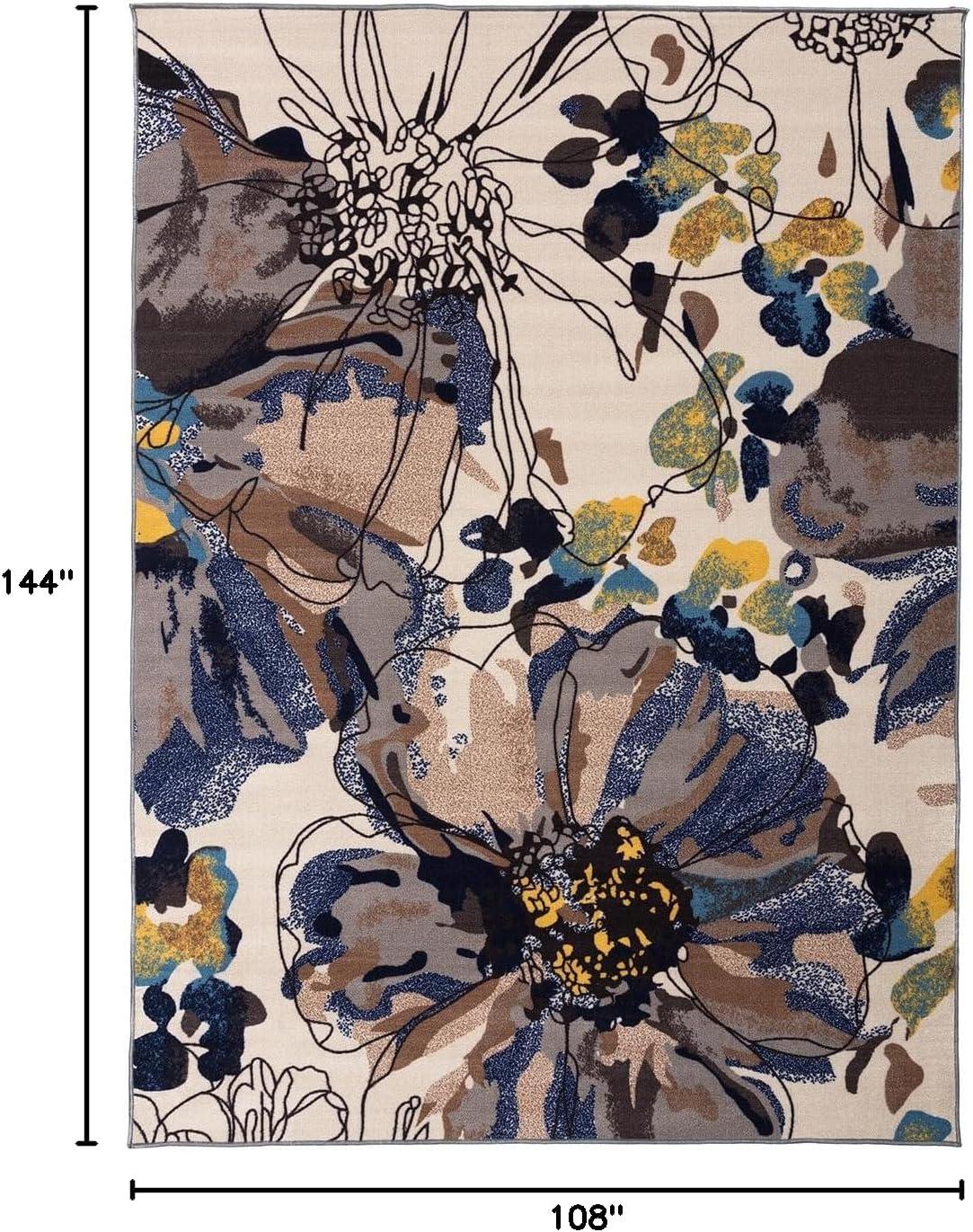 imageRugshop Contemporary GrayBlue Large Floral NonSlip Area Rug 5 x 7 Stylish AccentCream