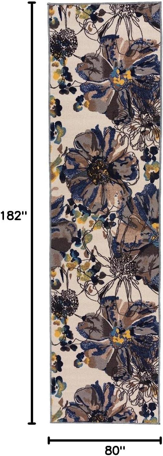 imageRugshop Contemporary GrayBlue Large Floral NonSlip Area Rug 5 x 7 Stylish AccentCream