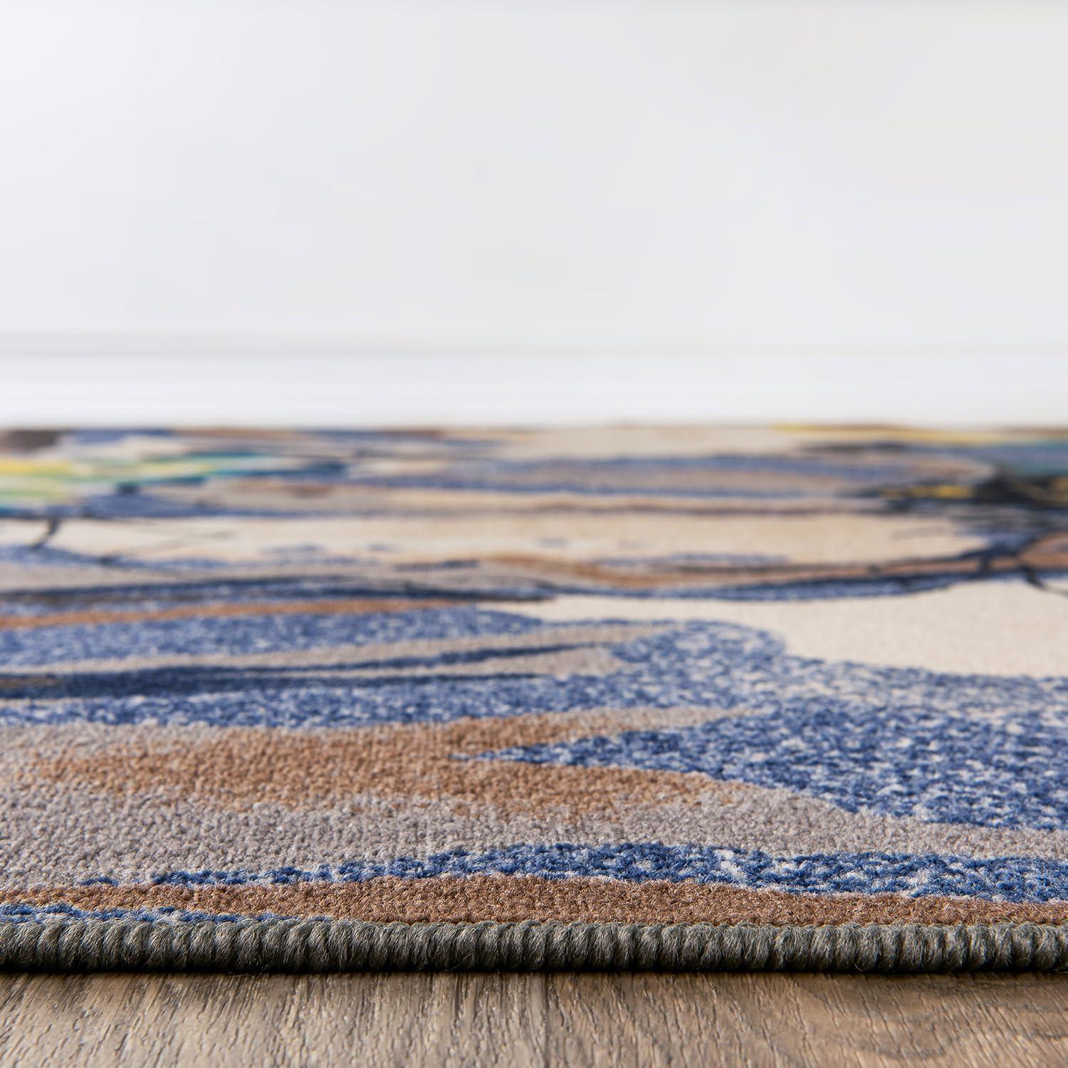 imageRugshop Contemporary GrayBlue Large Floral NonSlip Area Rug 5 x 7 Stylish AccentCream