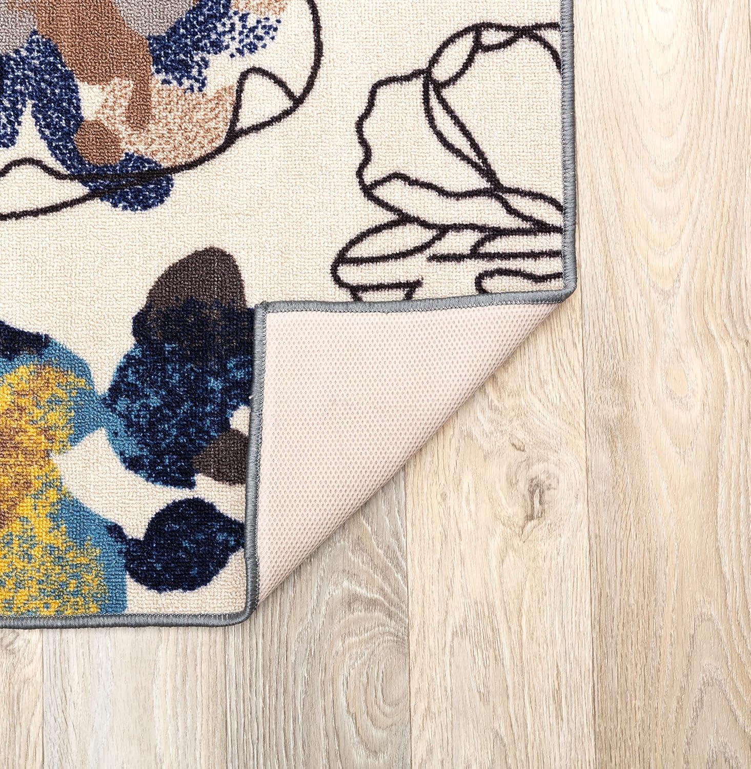 imageRugshop Contemporary GrayBlue Large Floral NonSlip Area Rug 5 x 7 Stylish AccentCream