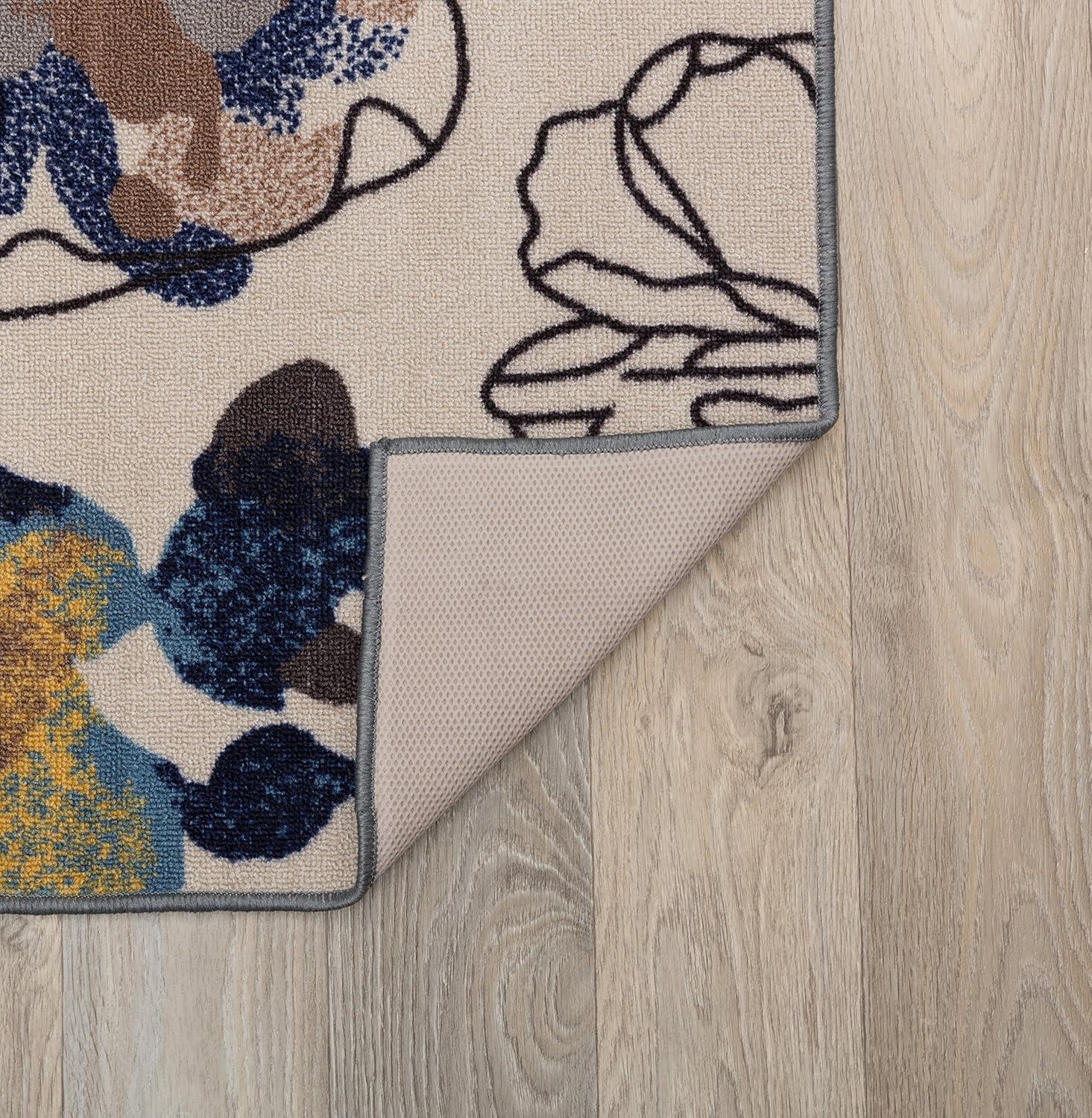 imageRugshop Contemporary GrayBlue Large Floral NonSlip Area Rug 5 x 7 Stylish AccentCream