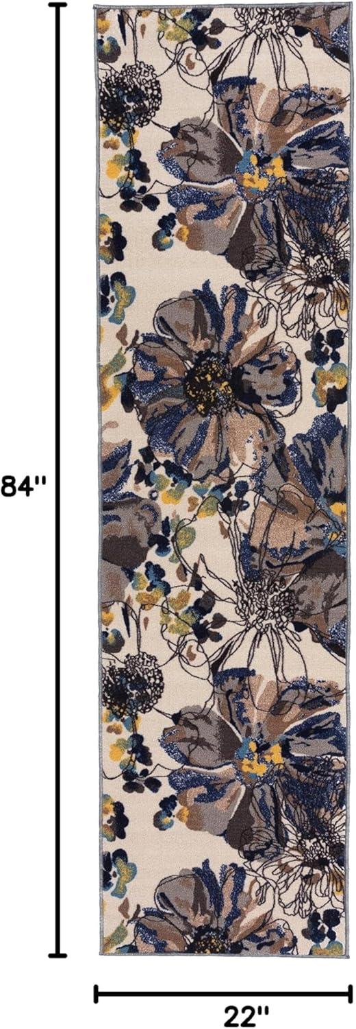 imageRugshop Contemporary GrayBlue Large Floral NonSlip Area Rug 5 x 7 Stylish AccentCream