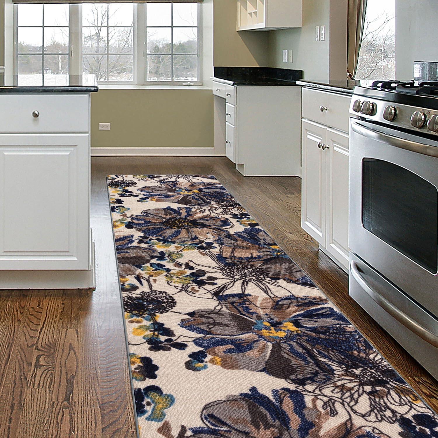 imageRugshop Contemporary GrayBlue Large Floral NonSlip Area Rug 5 x 7 Stylish AccentCream