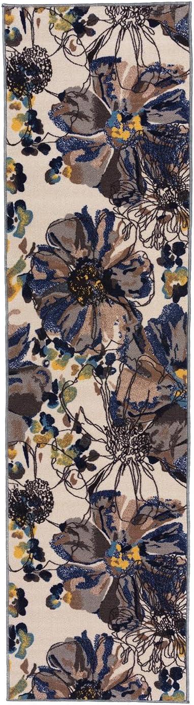 imageRugshop Contemporary GrayBlue Large Floral NonSlip Area Rug 5 x 7 Stylish AccentCream