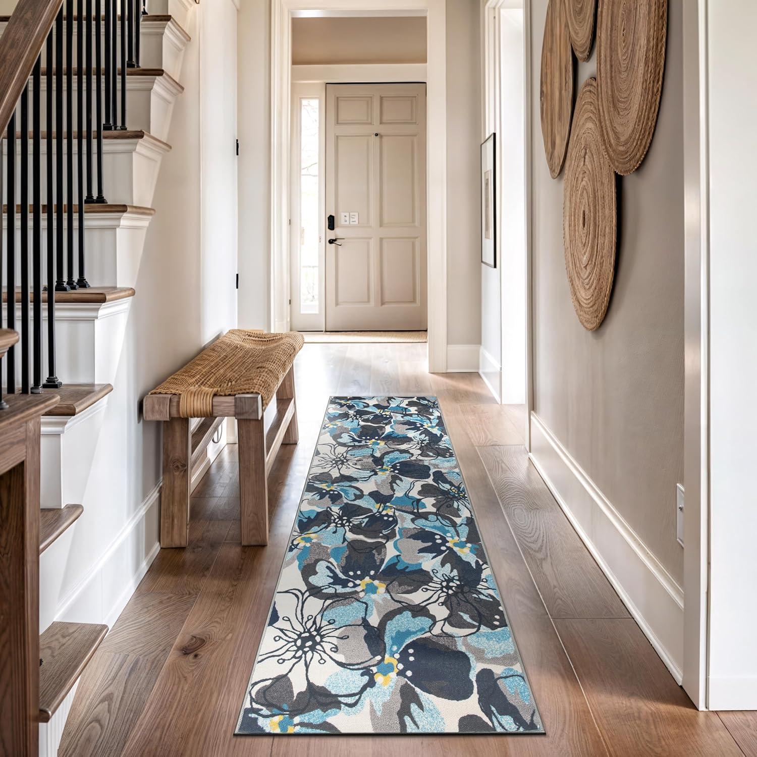 imageRugshop Contemporary GrayBlue Large Floral NonSlip Area Rug 5 x 7 Stylish AccentGrey