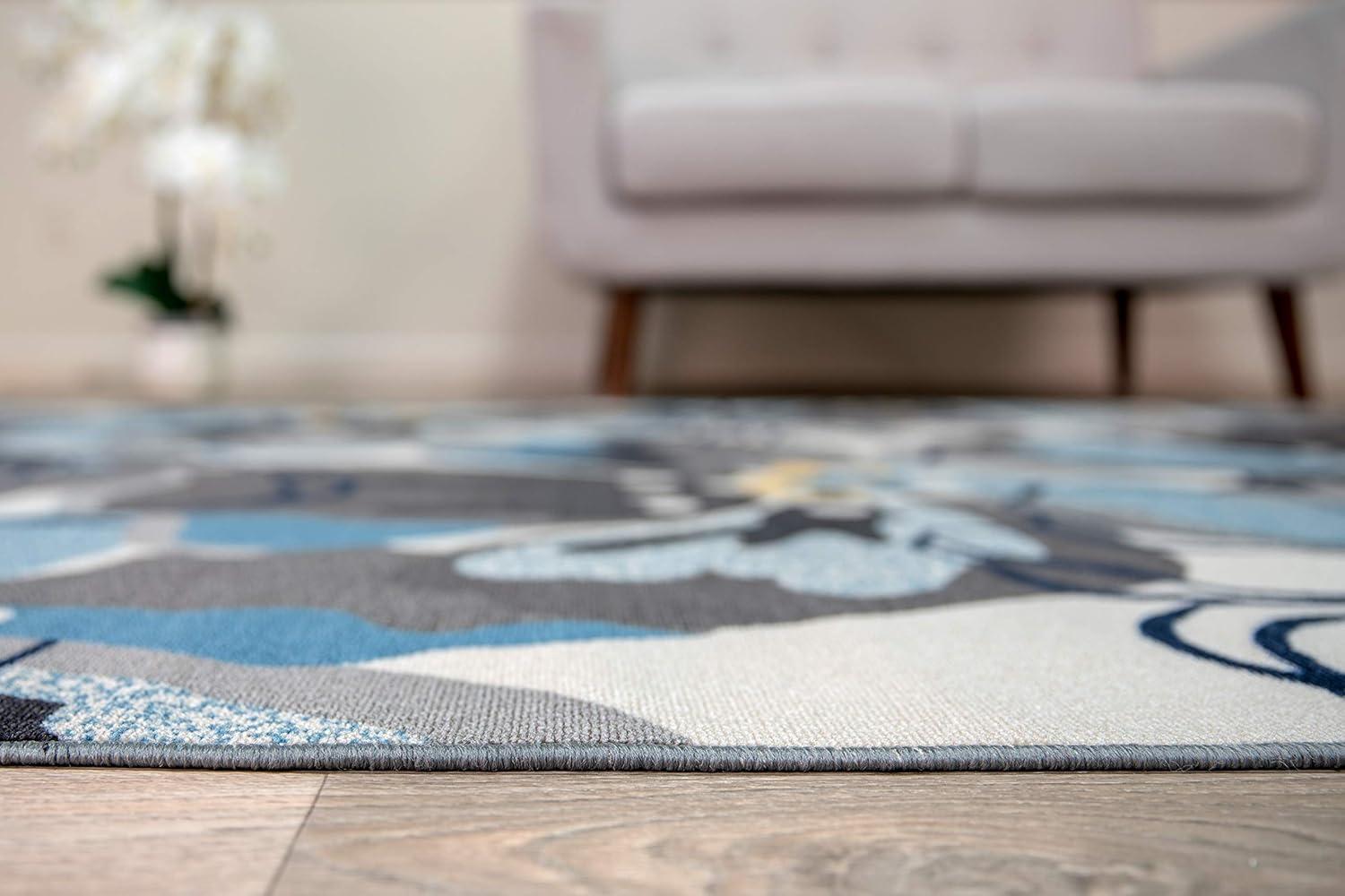 imageRugshop Contemporary GrayBlue Large Floral NonSlip Area Rug 5 x 7 Stylish AccentGrey