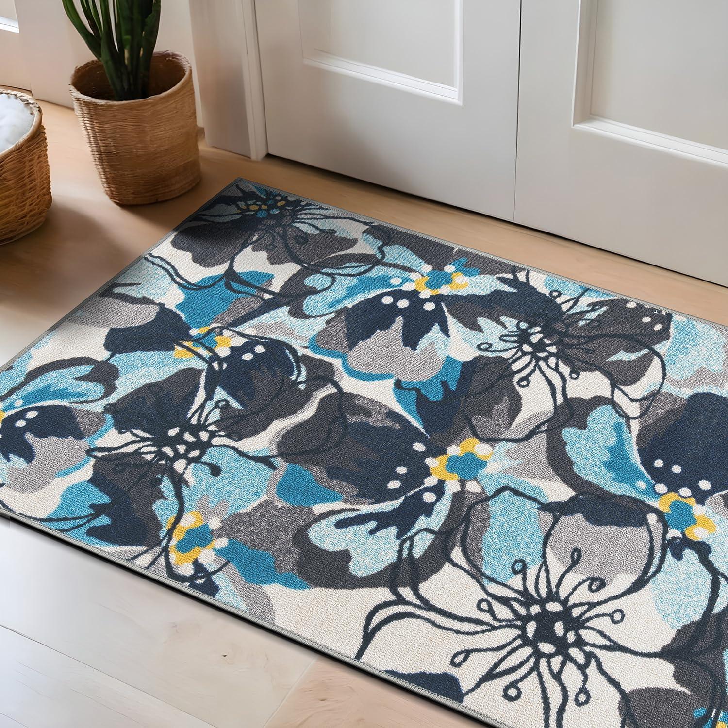 imageRugshop Contemporary GrayBlue Large Floral NonSlip Area Rug 5 x 7 Stylish AccentGrey