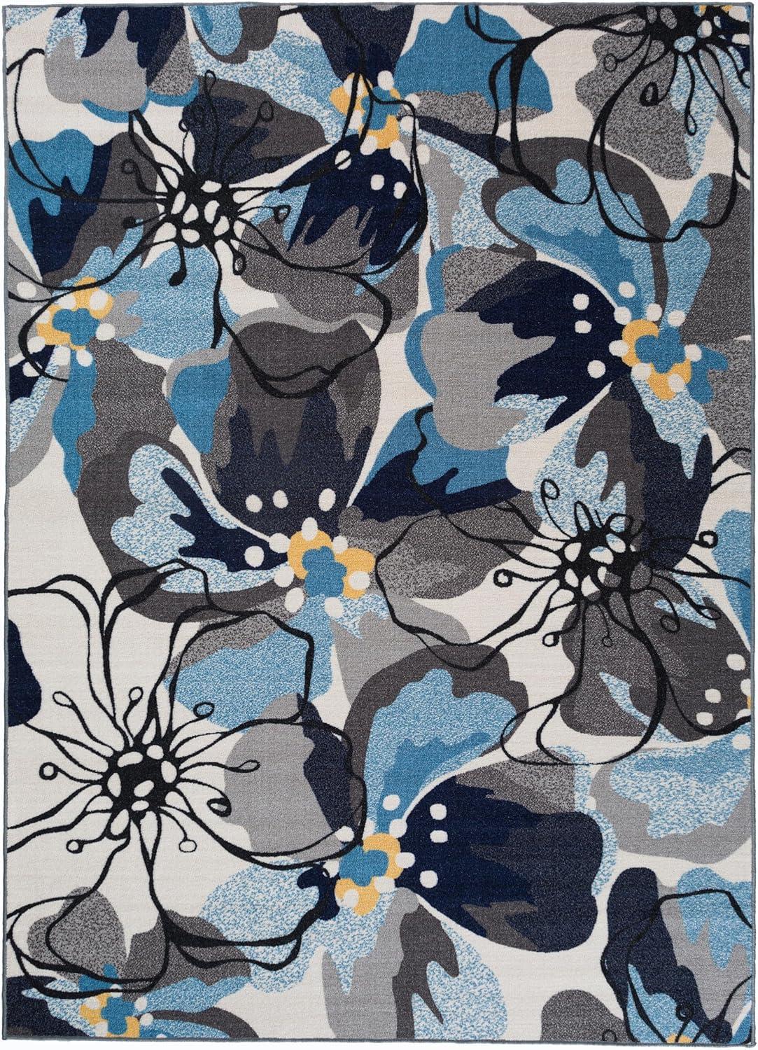 imageRugshop Contemporary GrayBlue Large Floral NonSlip Area Rug 5 x 7 Stylish AccentGrey