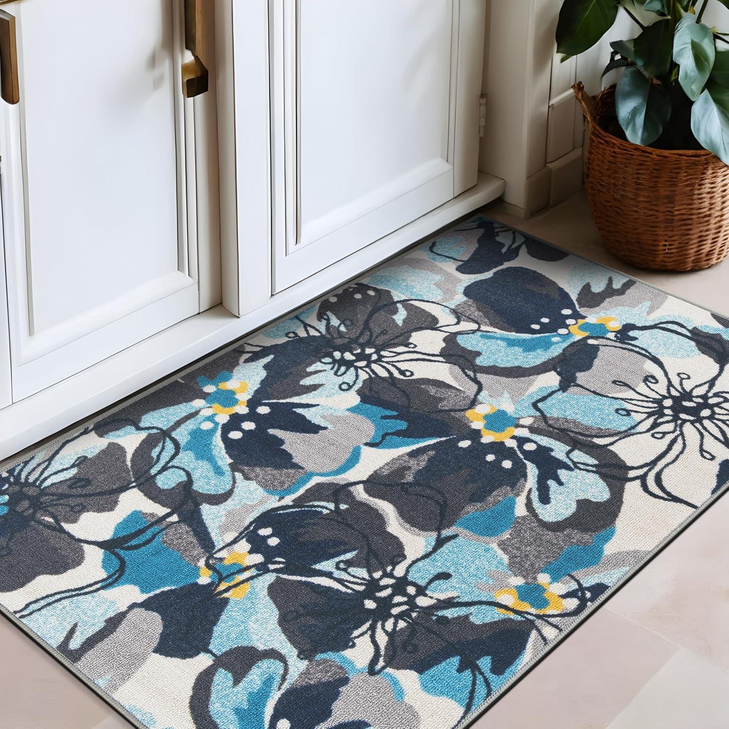 imageRugshop Contemporary GrayBlue Large Floral NonSlip Area Rug 5 x 7 Stylish AccentGrey