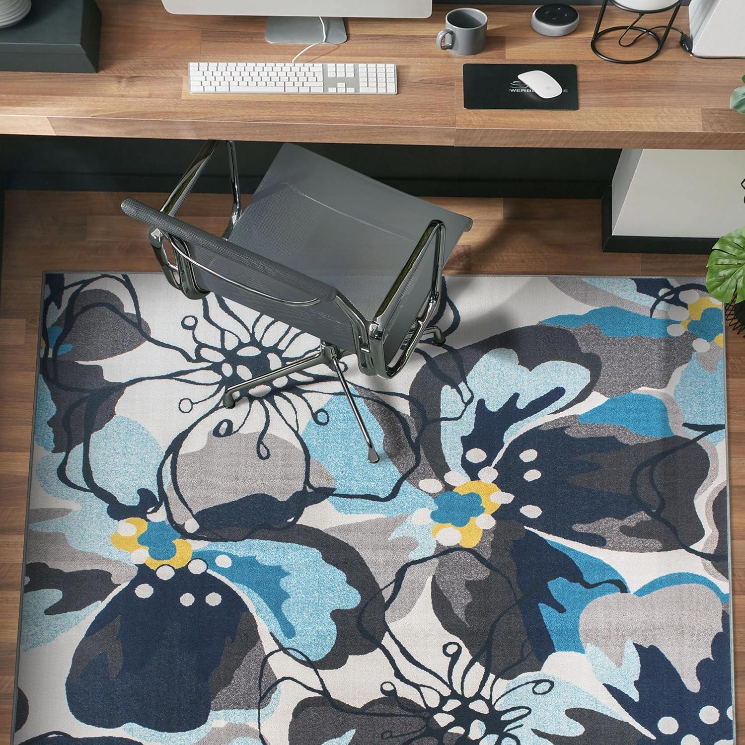 imageRugshop Contemporary GrayBlue Large Floral NonSlip Area Rug 5 x 7 Stylish AccentGrey
