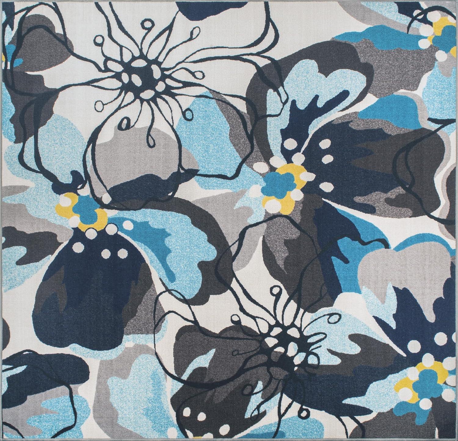 imageRugshop Contemporary GrayBlue Large Floral NonSlip Area Rug 5 x 7 Stylish AccentGrey