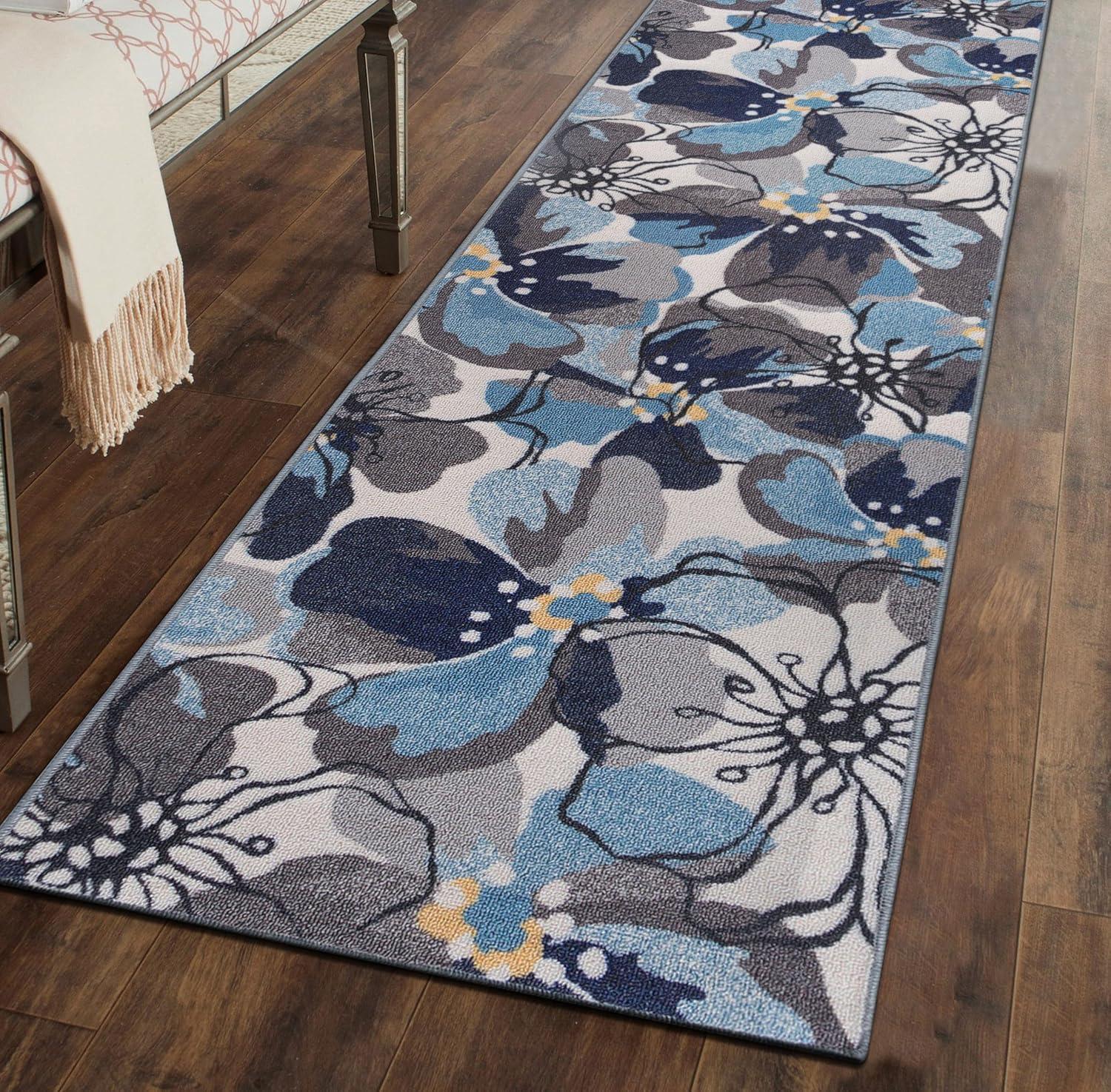 imageRugshop Contemporary GrayBlue Large Floral NonSlip Area Rug 5 x 7 Stylish AccentGrey