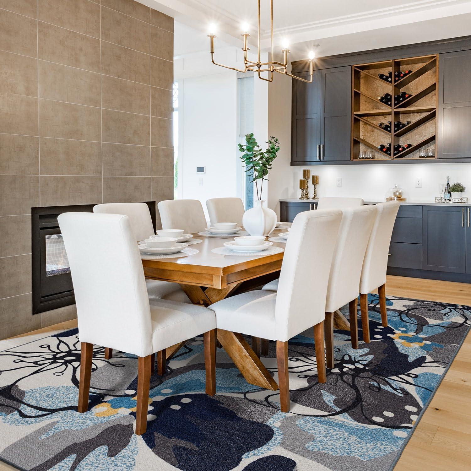 imageRugshop Contemporary GrayBlue Large Floral NonSlip Area Rug 5 x 7 Stylish AccentGrey