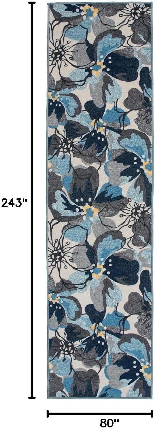 imageRugshop Contemporary GrayBlue Large Floral NonSlip Area Rug 5 x 7 Stylish AccentGrey