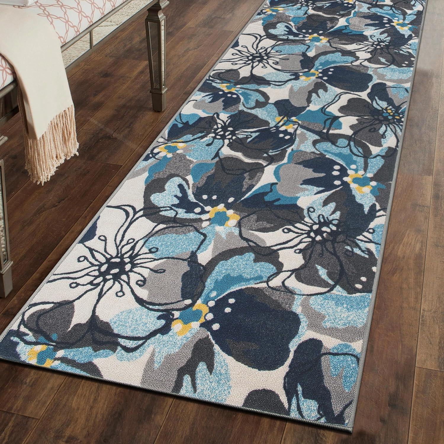 imageRugshop Contemporary GrayBlue Large Floral NonSlip Area Rug 5 x 7 Stylish AccentGrey