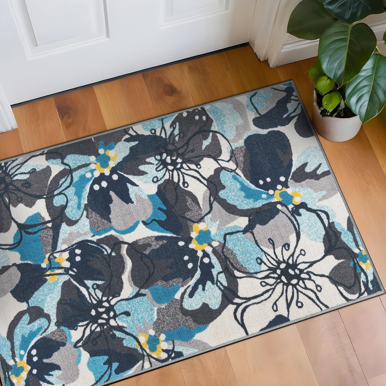 imageRugshop Contemporary GrayBlue Large Floral NonSlip Area Rug 5 x 7 Stylish AccentGrey
