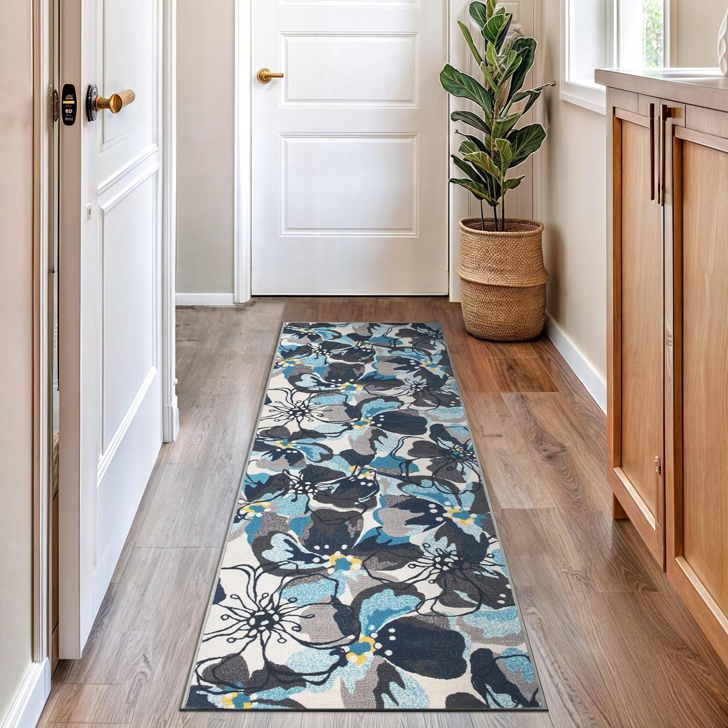 imageRugshop Contemporary GrayBlue Large Floral NonSlip Area Rug 5 x 7 Stylish AccentGrey