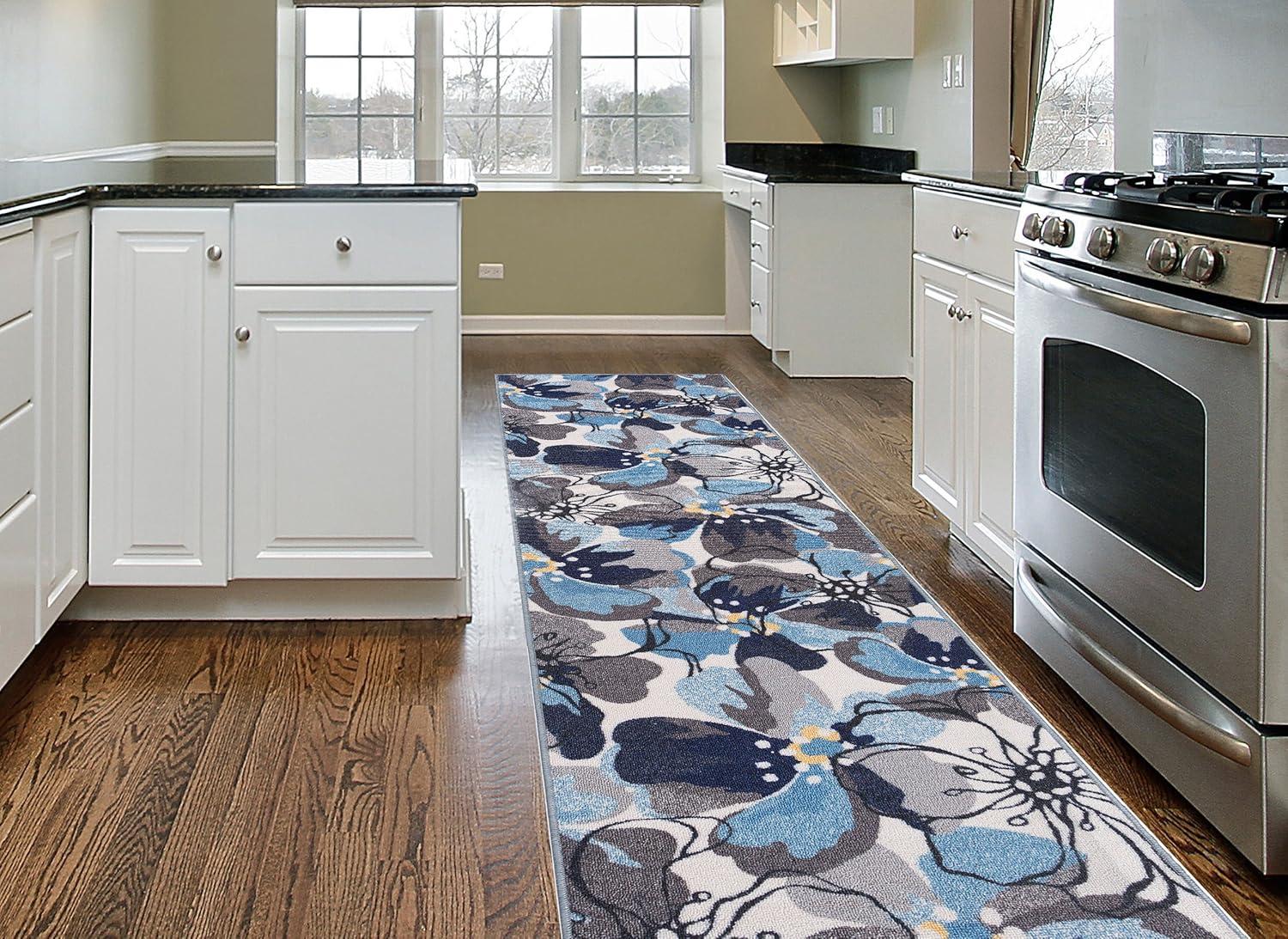 imageRugshop Contemporary GrayBlue Large Floral NonSlip Area Rug 5 x 7 Stylish AccentGrey