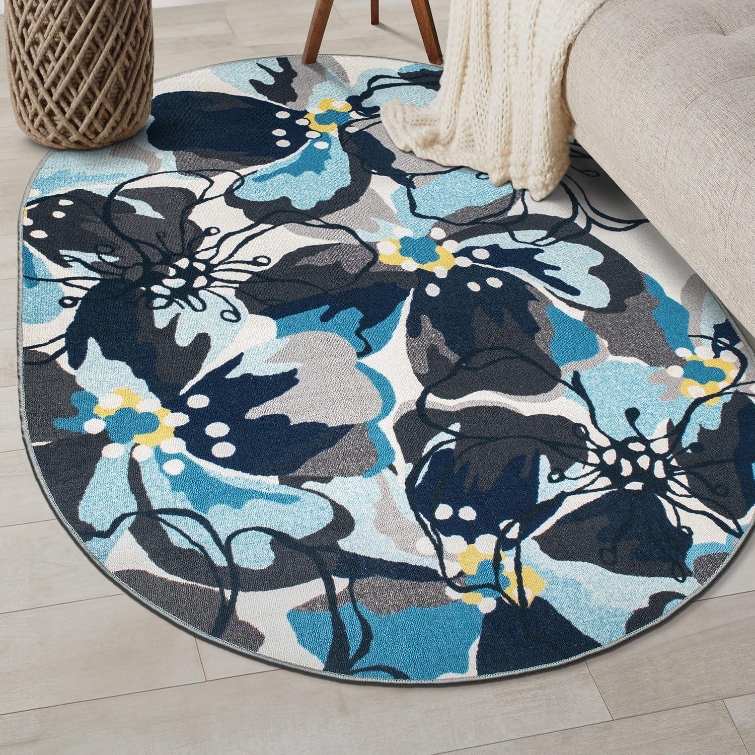 imageRugshop Contemporary GrayBlue Large Floral NonSlip Area Rug 5 x 7 Stylish AccentGrey