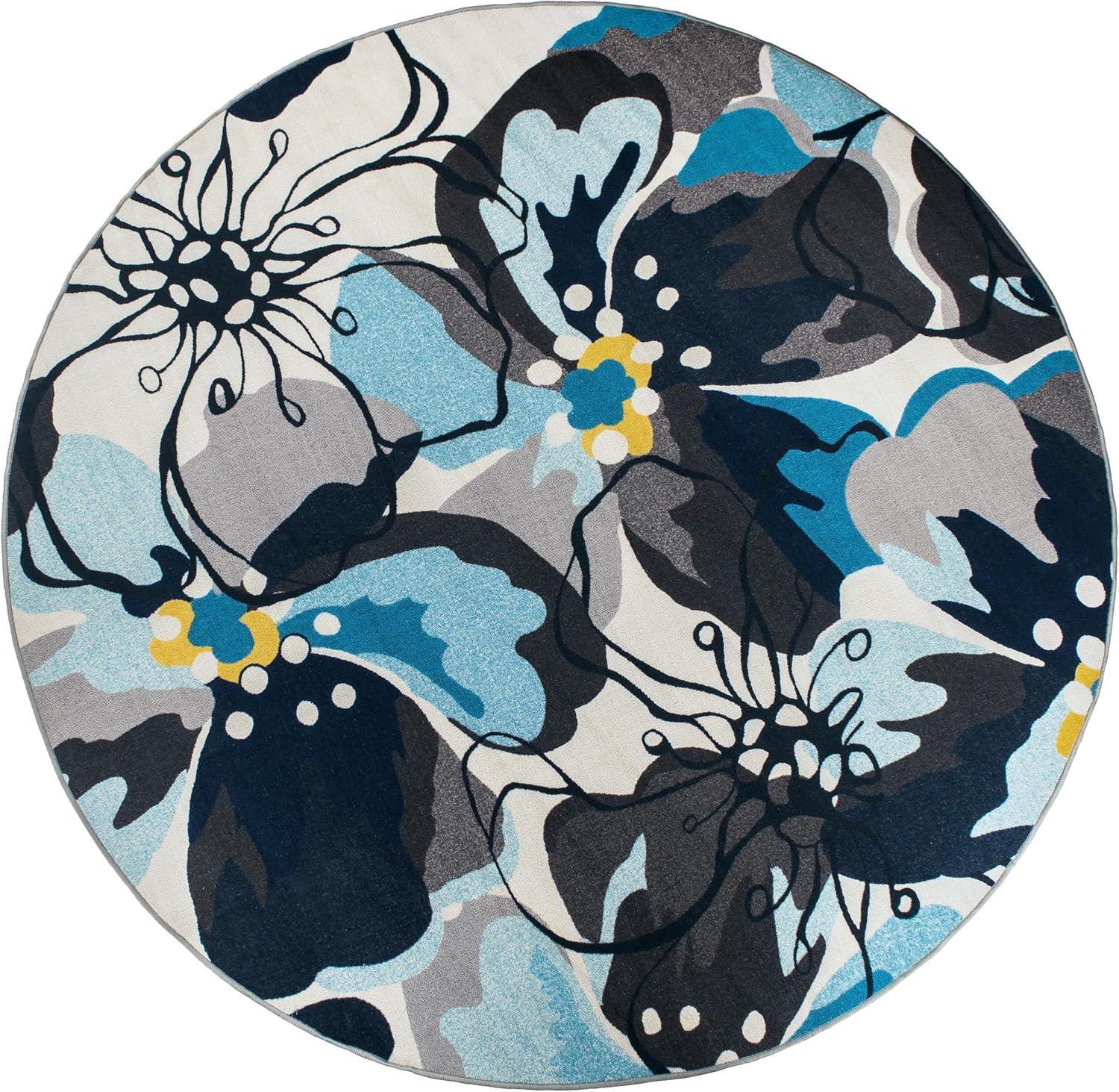 imageRugshop Contemporary GrayBlue Large Floral NonSlip Area Rug 5 x 7 Stylish AccentGrey