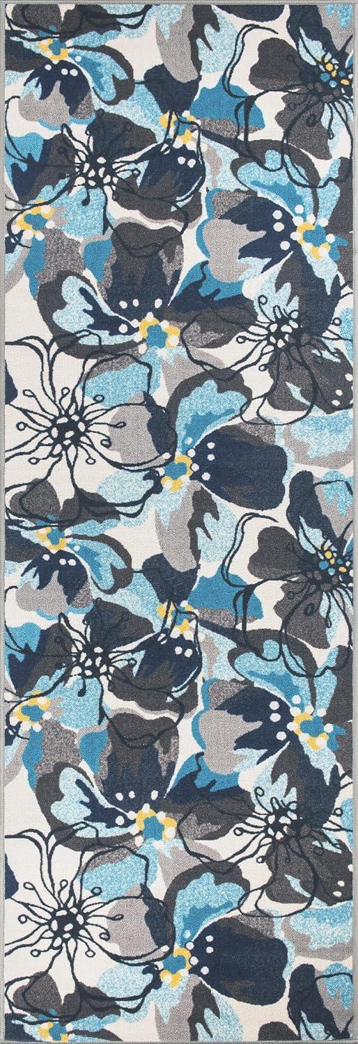 imageRugshop Contemporary GrayBlue Large Floral NonSlip Area Rug 5 x 7 Stylish AccentGrey