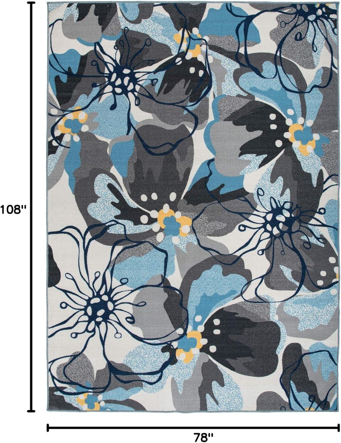 imageRugshop Contemporary GrayBlue Large Floral NonSlip Area Rug 5 x 7 Stylish AccentGrey