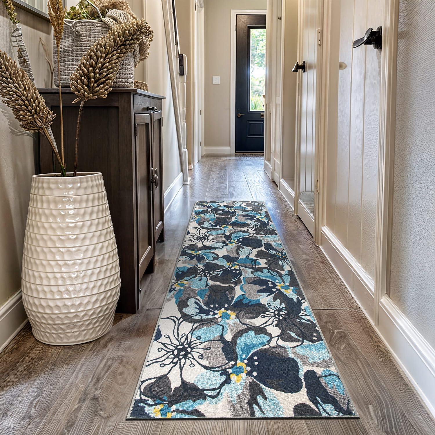 imageRugshop Contemporary GrayBlue Large Floral NonSlip Area Rug 5 x 7 Stylish AccentGrey