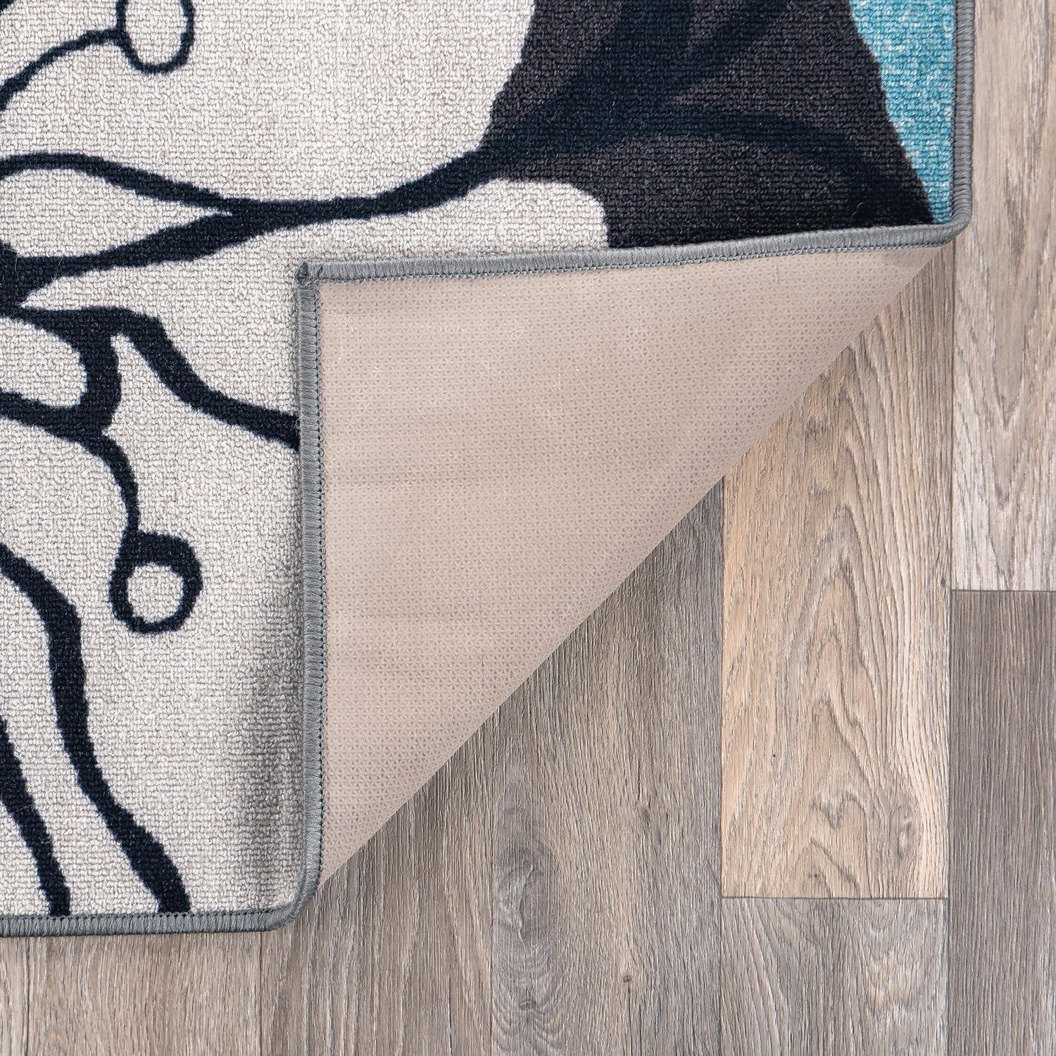 imageRugshop Contemporary GrayBlue Large Floral NonSlip Area Rug 5 x 7 Stylish AccentGrey