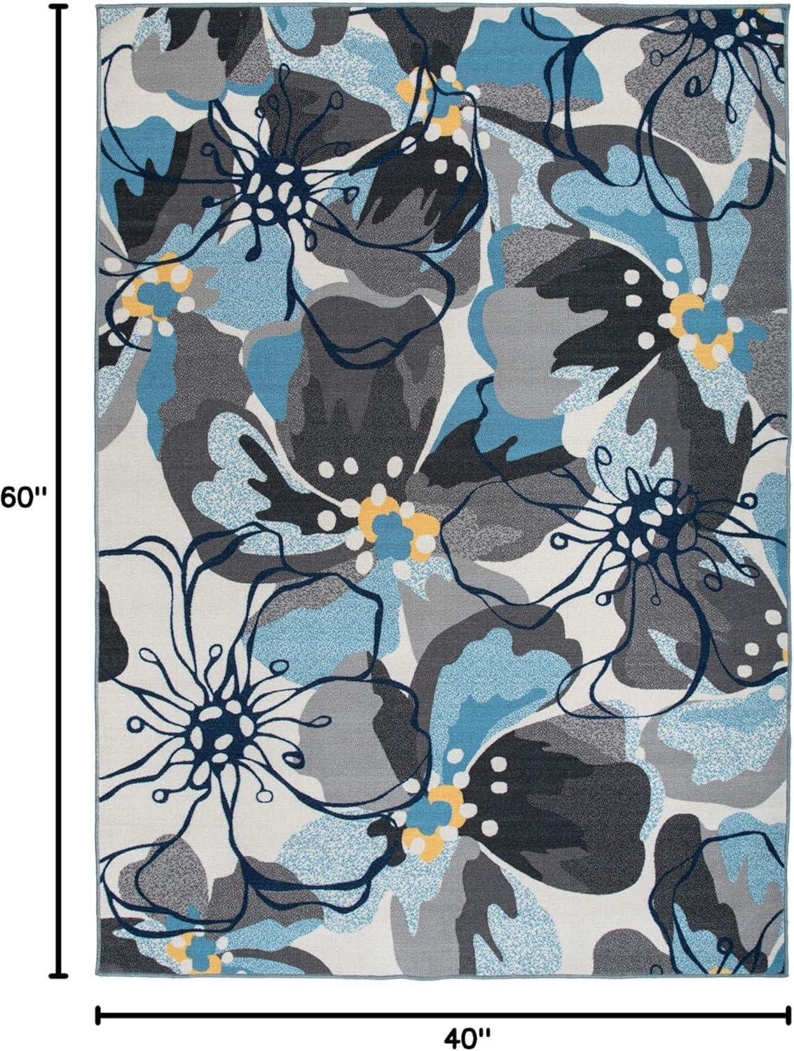imageRugshop Contemporary GrayBlue Large Floral NonSlip Area Rug 5 x 7 Stylish AccentGrey