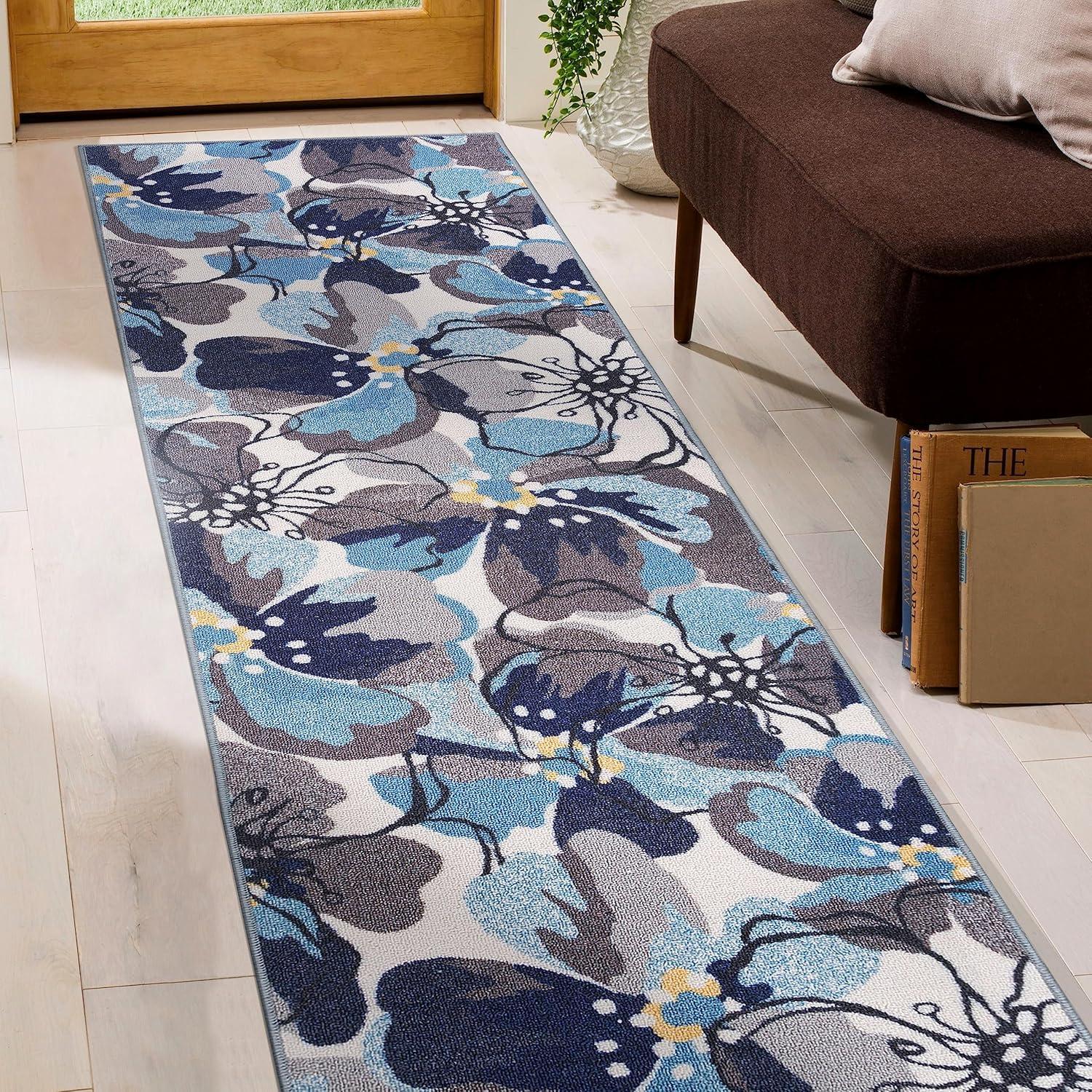imageRugshop Contemporary GrayBlue Large Floral NonSlip Area Rug 5 x 7 Stylish AccentGrey