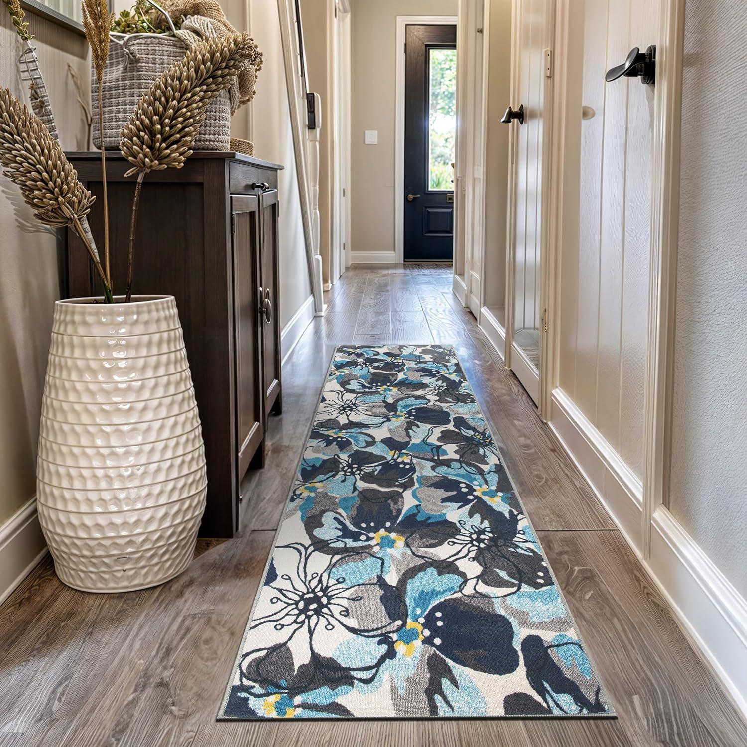 imageRugshop Contemporary GrayBlue Large Floral NonSlip Area Rug 5 x 7 Stylish AccentGrey