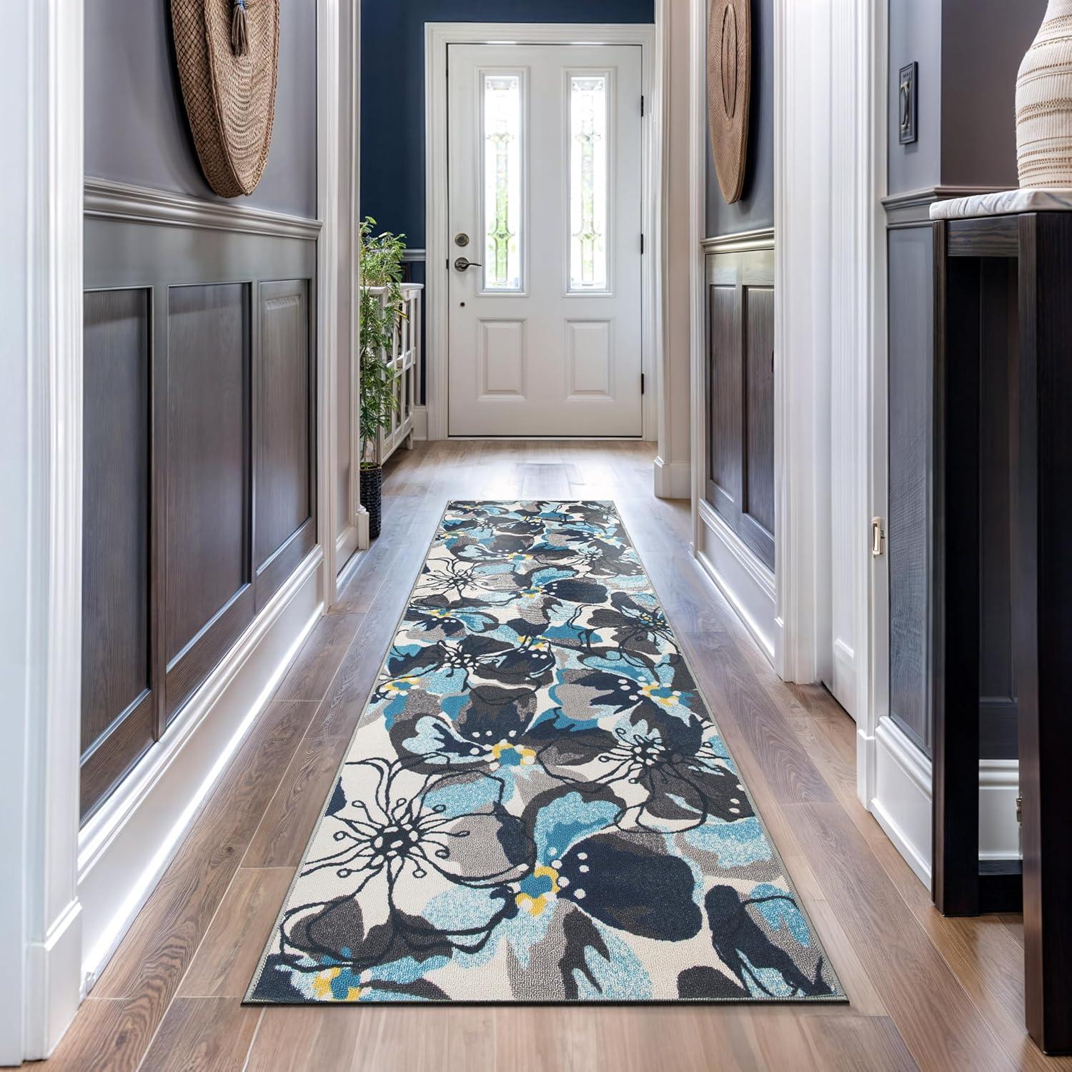 imageRugshop Contemporary GrayBlue Large Floral NonSlip Area Rug 5 x 7 Stylish AccentGrey