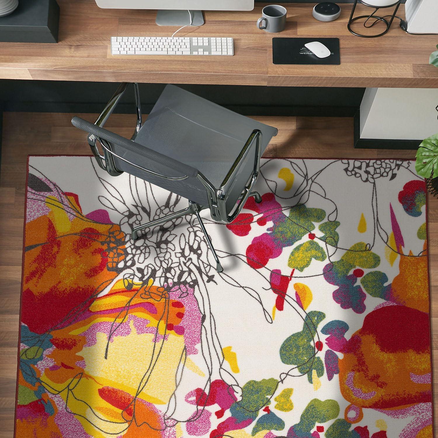 imageRugshop Contemporary GrayBlue Large Floral NonSlip Area Rug 5 x 7 Stylish AccentMulti Color