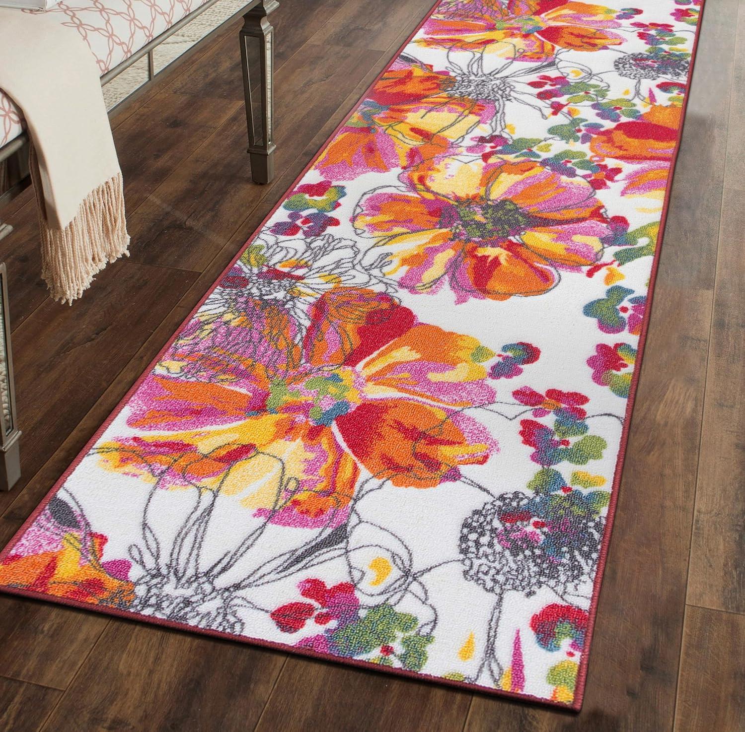 imageRugshop Contemporary GrayBlue Large Floral NonSlip Area Rug 5 x 7 Stylish AccentMulti Color