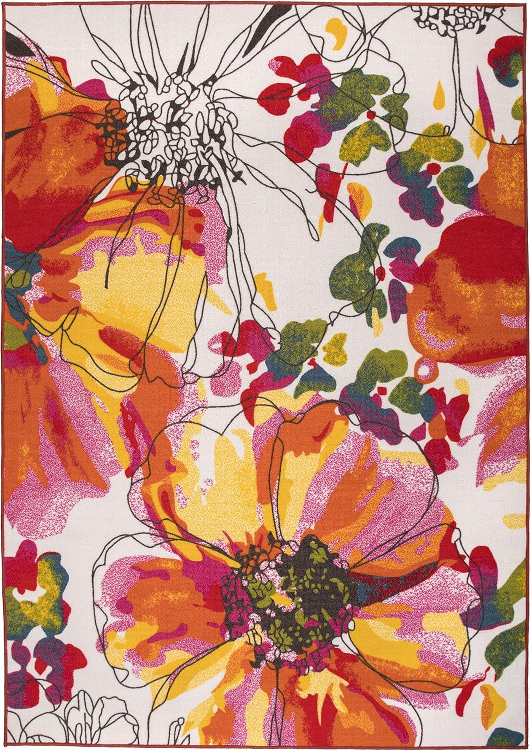 imageRugshop Contemporary GrayBlue Large Floral NonSlip Area Rug 5 x 7 Stylish AccentMulti Color